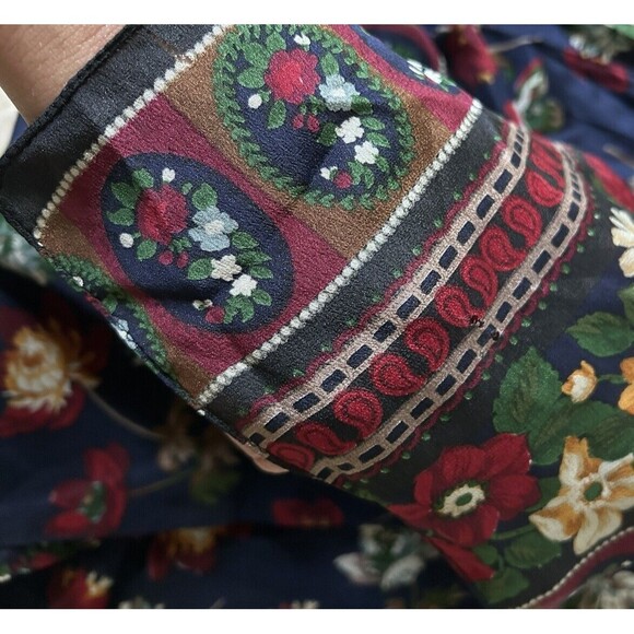 Vintage Blue & Red Wine Rectangular Scarf 11” X 29” Unisex Neck Floral Scarve - Picture 7 of 7